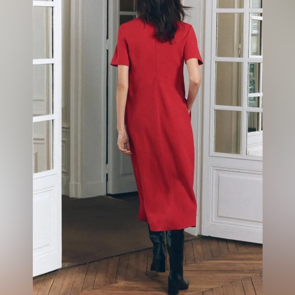 NWT ZARA RED MIDI SWING DRESS SIZE XXL ZW COLLECTION - Picture 4 of 12